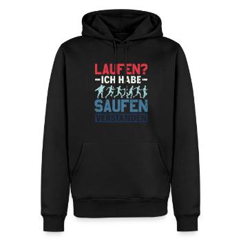 Laufen? - Ich habe saufen verstanden Alkohol - Männer Premium Bio Hoodie - Schwarz - Vorne - Nico (187cm)