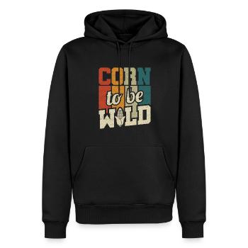 Retro Corn To Be Wild - Corn Farmer Farmer - Men’s Premium Organic Hoodie - black - Front - Nico (187cm)