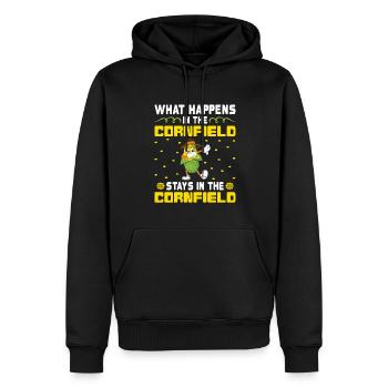 What Happens in the Cornfield - Mais Bauer - Men’s Premium Organic Hoodie - black - Front - Nico (187cm)