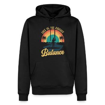 Life is all about Balance - Stehpaddel Stand Up - Männer Premium Bio Hoodie - Schwarz - Vorne - Nico (187cm)