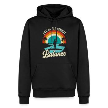 Life is all about Balance - Stehpaddel Stand Up - Männer Premium Bio Hoodie - Schwarz - Vorne - Nico (187cm)