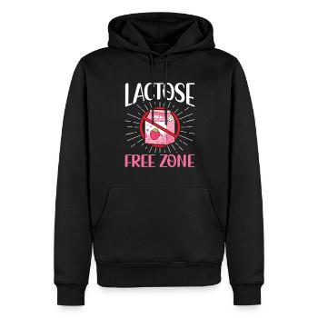Lactose Free Zone - Intolerance Milk Cheese - Men’s Premium Organic Hoodie - black - Front - Nico (187cm)
