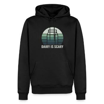 Dairy is Scary - Intolerance Milk Cheese - Men’s Premium Organic Hoodie - black - Front - Nico (187cm)