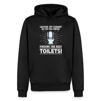 Laktose Intolerant Toiletten - Unverträglichkeit - Männer Premium Bio Hoodie - Schwarz - Vorne - Nico (187cm)