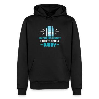 Intolérant au lactose Je ne donne pas de produits laitiers - - Sweat à capuche Premium bio Homme - noir - Devant - Nico (187cm)