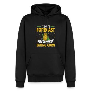 Today's Forecast 100% Eating Corn - Mais Bauer - Men’s Premium Organic Hoodie - black - Front - Nico (187cm)