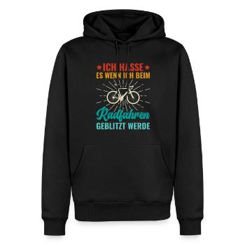 Ich hasse es beim Radfahren geblitzt zu werden - - Männer Premium Bio Hoodie - Schwarz - Vorne - Nico (187cm)