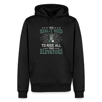 Elevator Mechanic - Aufzug Fahrstuhl Aufzugmonteur - Männer Premium Bio Hoodie - Schwarz - Vorne - Nico (187cm)