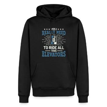 Elevator Mechanic - Aufzug Fahrstuhl Aufzugmonteur - Männer Premium Bio Hoodie - Schwarz - Vorne - Nico (187cm)