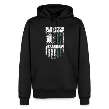 Elevator Mechanic - Aufzug Fahrstuhl Aufzugmonteur - Männer Premium Bio Hoodie - Schwarz - Vorne - Nico (187cm)