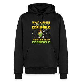 What Happens in the Cornfield - Mais Bauer - Men’s Premium Organic Hoodie - black - Front - Nico (187cm)