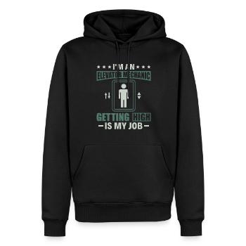 Elevator Mechanic - Aufzug Fahrstuhl Aufzugmonteur - Männer Premium Bio Hoodie - Schwarz - Vorne - Nico (187cm)