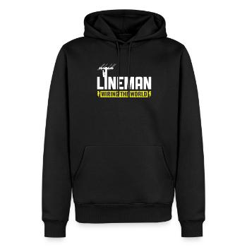 Lineman Wiring the World Electrician - Men’s Premium Organic Hoodie - black - Front - Nico (187cm)