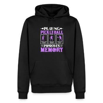 Pickleball Play Improves Memory Dink Player - Men’s Premium Organic Hoodie - black - Front - Nico (187cm)