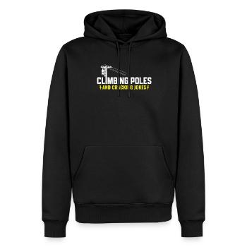 Climbing Poles And Cracking Jokes - - Men’s Premium Organic Hoodie - black - Front - Nico (187cm)