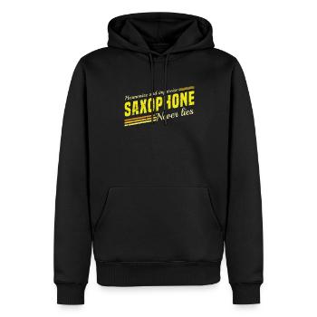Harmonize & Improvise Le saxophone ne ment jamais - Jazz - Sweat à capuche Premium bio Homme - noir - Devant - Nico (187cm)