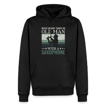 Unterschätze Niemals einen alten Mann Saxophon - - Männer Premium Bio Hoodie - Schwarz - Vorne - Nico (187cm)