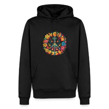 Flower Power Hippie Birthday - Août 1956 - Sweat à capuche Premium bio Homme - noir - Devant - Nico (187cm)