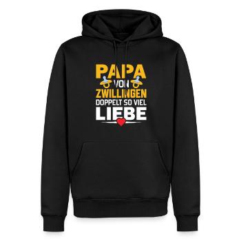 Papa von Zwillingen - Doppelt so viel Liebe - Männer Premium Bio Hoodie - Schwarz - Vorne - Nico (187cm)