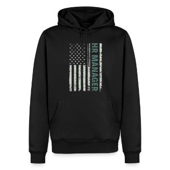 HR Manager American Flag USA - HR Management - Men’s Premium Organic Hoodie - black - Front - Nico (187cm)