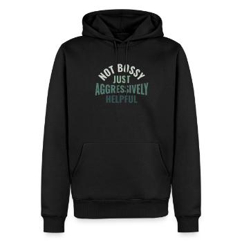 Pas autoritaire juste agressivement utile - RH - Sweat à capuche Premium bio Homme - noir - Devant - Nico (187cm)