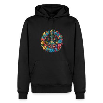 Flower Power Hippie Birthday - February 1961 - Men’s Premium Organic Hoodie - black - Front - Nico (187cm)