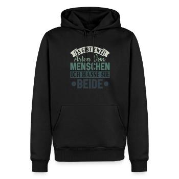 Zwei Arten von Menschen - Ich hasse sie beide - Männer Premium Bio Hoodie - Schwarz - Vorne - Nico (187cm)
