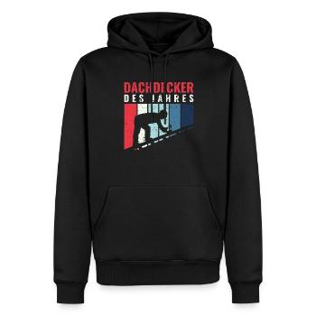 Dachdecker des Jahres - Dachdecker Roofer - Männer Premium Bio Hoodie - Schwarz - Vorne - Nico (187cm)