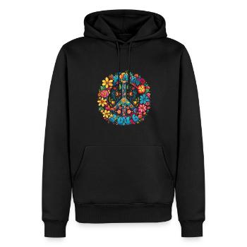 Flower Power Hippie Birthday - May 2016 - Men’s Premium Organic Hoodie - black - Front - Nico (187cm)
