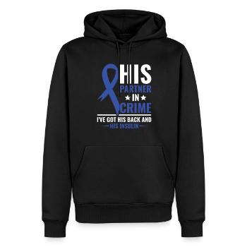 His Partner in Crime - I've got his back and his - Männer Premium Bio Hoodie - Schwarz - Vorne - Nico (187cm)