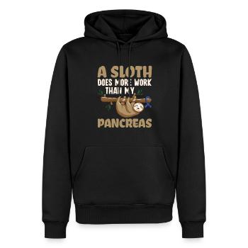 Sloth Does More Than My Pancreas - Diabetes - Men’s Premium Organic Hoodie - black - Front - Nico (187cm)