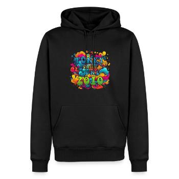 Funky Geburtstag: Juni 2010 - Psychadelic - Männer Premium Bio Hoodie - Schwarz - Vorne - Nico (187cm)