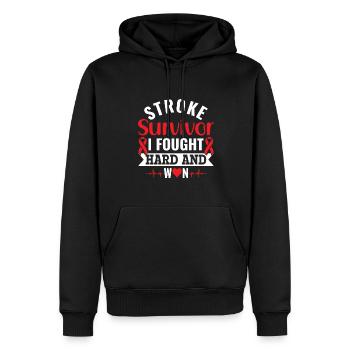 Stroke Survivor: I Fought Hard and Won - - Men’s Premium Organic Hoodie - black - Front - Nico (187cm)