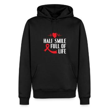 Half Smile Full Of Life - Stroke - Men’s Premium Organic Hoodie - black - Front - Nico (187cm)