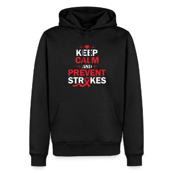Keep Calm and Prevent Strokes - Schlaganfall - Männer Premium Bio Hoodie - Schwarz - Vorne - Nico (187cm)