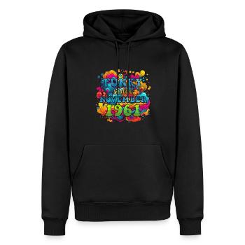 Funky Geburtstag: November 1961 - Psychadelic - Männer Premium Bio Hoodie - Schwarz - Vorne - Nico (187cm)