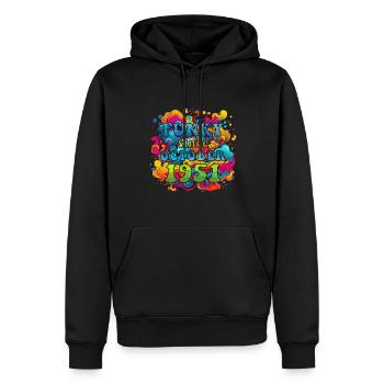 Funky Geburtstag: Oktober 1951 - Psychadelic - Männer Premium Bio Hoodie - Schwarz - Vorne - Nico (187cm)