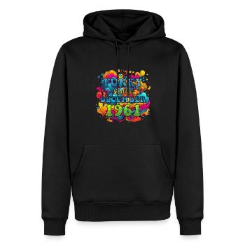 Funky Geburtstag: Dezember 1961 - Psychadelic - Männer Premium Bio Hoodie - Schwarz - Vorne - Nico (187cm)