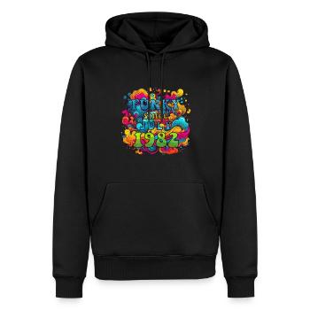 Funky Birthday: July 1982 - Psychadelic - Men’s Premium Organic Hoodie - black - Front - Nico (187cm)