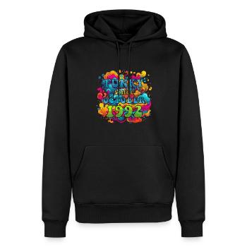 Funky Geburtstag: Oktober 1992 - Psychadelic - Männer Premium Bio Hoodie - Schwarz - Vorne - Nico (187cm)