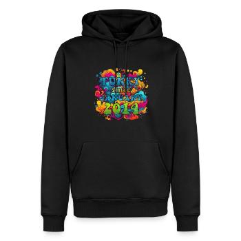 Funky Geburtstag: Januar 2014 - Psychadelic - Männer Premium Bio Hoodie - Schwarz - Vorne - Nico (187cm)