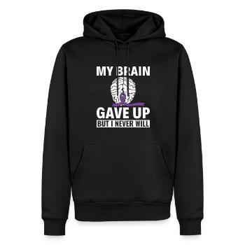 My Brain Gave Up But I Never Will - Alzheimer - Männer Premium Bio Hoodie - Schwarz - Vorne - Nico (187cm)
