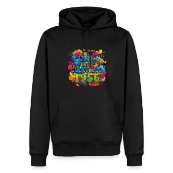 Funky Birthday: Décembre 1956 - Psychadelic - Sweat à capuche Premium bio Homme - noir - Devant - Nico (187cm)