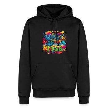 Funky Geburtstag: Oktober 1958 - Psychadelic - Männer Premium Bio Hoodie - Schwarz - Vorne - Nico (187cm)