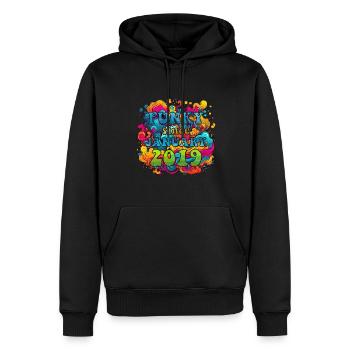 Funky Birthday: Janvier 2019 - Psychadelic - Sweat à capuche Premium bio Homme - noir - Devant - Nico (187cm)