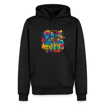 Funky Birthday: Novembre 2019 - Psychadelic - Sweat à capuche Premium bio Homme - noir - Devant - Nico (187cm)