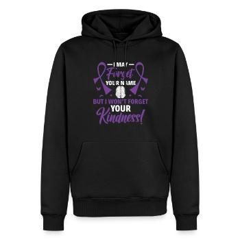 Forget Your Name But Not Your Kindness - - Men’s Premium Organic Hoodie - black - Front - Nico (187cm)