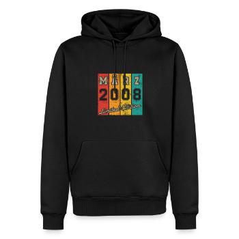 Geburtstag: März 2008 - Limited Edition Retro - Männer Premium Bio Hoodie - Schwarz - Vorne - Nico (187cm)