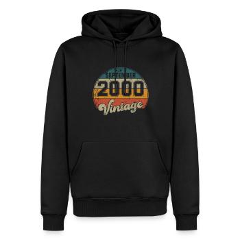 Vintage Geburtstag - September 2000 - Geschenkidee - Männer Premium Bio Hoodie - Schwarz - Vorne - Nico (187cm)