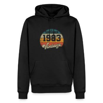 Vintage Geburtstag - September 1983 - Geschenkidee - Männer Premium Bio Hoodie - Schwarz - Vorne - Nico (187cm)